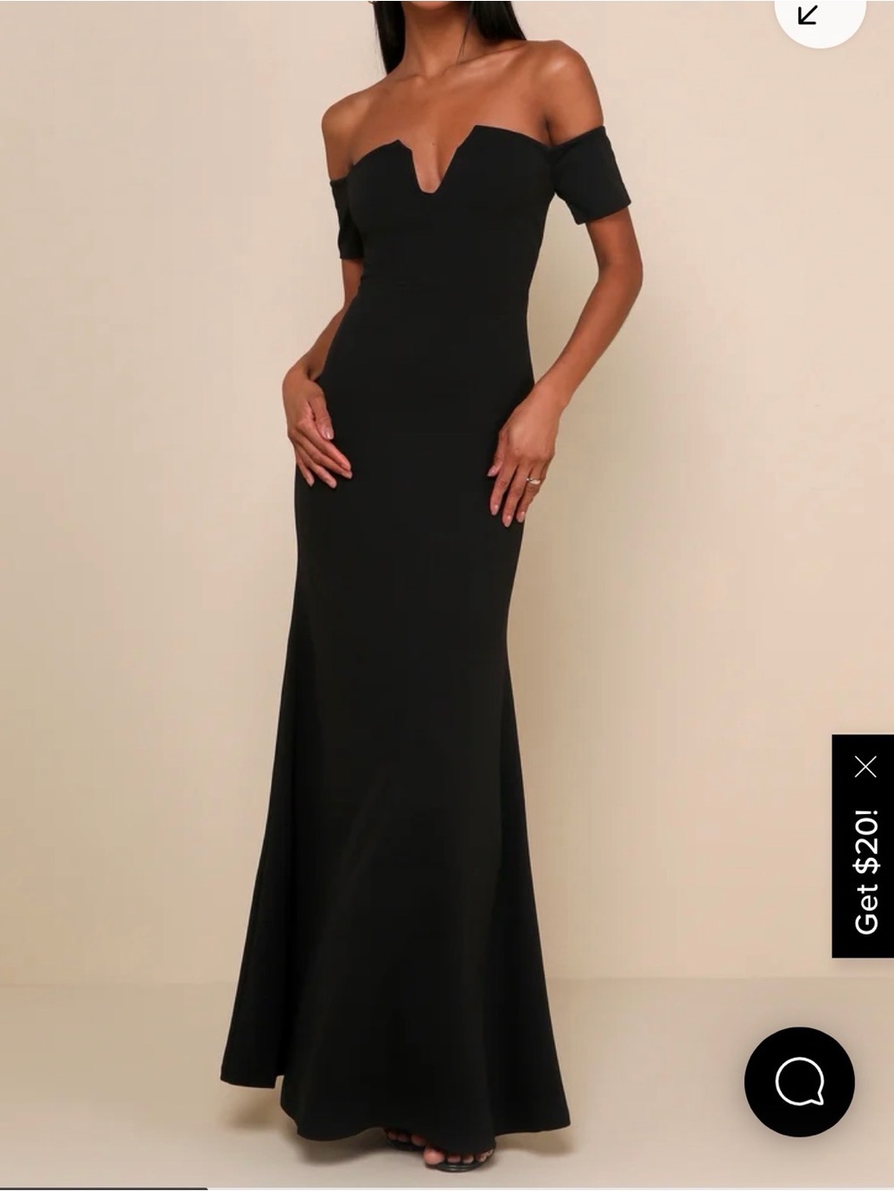 Lulu's Black Off-the-Shoulder V-Notch Maxi Dress